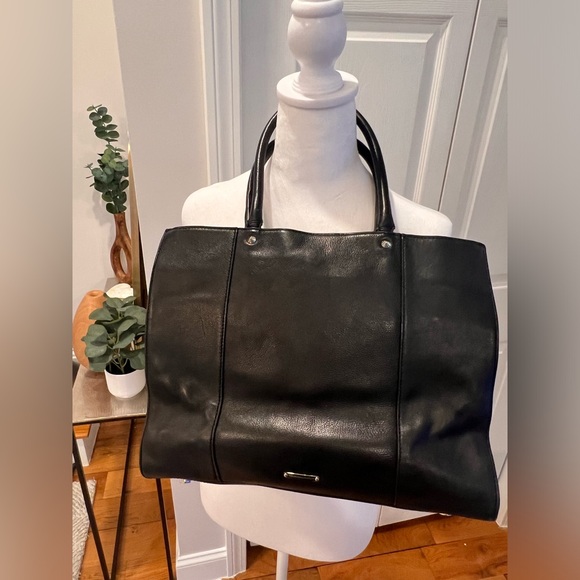 Rebecca Minkoff Black Leather Stud Satchel Tote - Picture 2 of 9